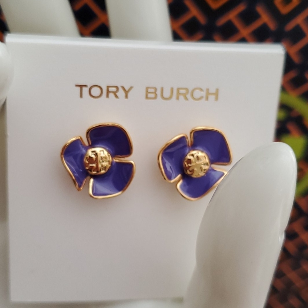 Tory Burch Enamel "Fleur" Earrings, Final PRICE - Picture 4 of 7